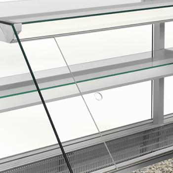 VZ30/B5-VR2 (25) Venice Verkaufstheke Umluft, Glasscheibe 90°, mit Reservefach - SCHWARZ