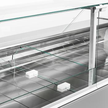 VZ25/B5-VR2 (25) Venice Verkaufstheke Umluft, Glasscheibe 90°, mit Reservefach - SCHWARZ