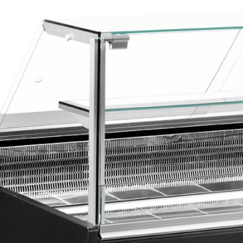 VZ15/B5-VR2 (25) Venice Verkaufstheke Umluft, Glasscheibe 90°, mit Reservefach - SCHWARZ