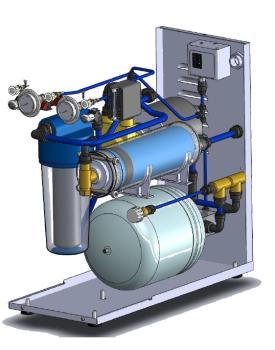 RS15/PP (25) Osmoseanlage 150l/h, mit Druckminderer, Monoblock aus Edelstahl