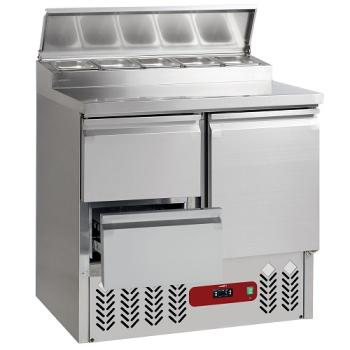 SALP2/R6 (23) Pizzakühltisch mit Belegstation, 2 Türen, 240 Liter, 900x700xh880/1250