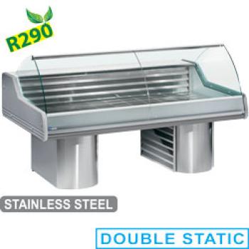 SG20B/A1-R2 Saigon (25) Fischkühltheke, Kühltheke mit gebogenem Glas, auf Sockel