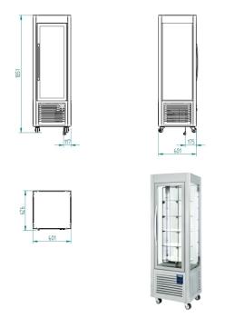 SNE/RN-A5-R2 (25) Panorama Vitrine, 5 rotierende Glasablagen, 360 LT, Edelstahl