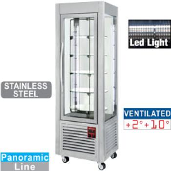 SNE/RN-A5-R2 (25) Panorama Vitrine, 5 rotierende Glasablagen, 360 LT, Edelstahl