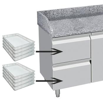 TP361/P9 (25) Pizzakühltisch 3 Türen, 2 neutrale Schubläden