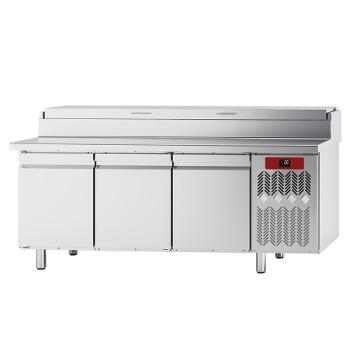 TS31-US/H (25) Pizzakühltisch mit Belegstation, 3 Türen und Kühlaufsatz, 2050x860xh880/900