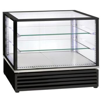VRDP-B1-R2 (25) Vitrine Kühlvitrine, EN oder GN, Umluft, 3 Ebenen, SCHWARZ