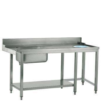 Z/TIDFR1200 (25) M Zulauftisch rechts mit Becken und Abfallloch, Breite 1200