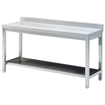 HCA0030 (24) M Edelstahlarbeitstisch mit Grundboden mit Aufkantung, 1400x700x850mm