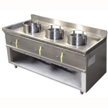 CHINA/3S (25) Wok Herd 3 Brenner, 3x16.5KW, 150x60x76