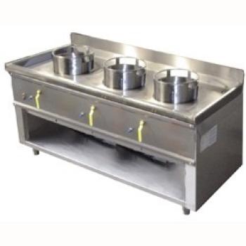 CHINA/3S (23) Wok Herd 3 Brenner, 3x16.5KW, 150x60x76