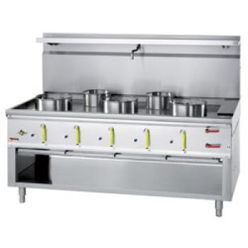 CHINA/5L (25) Gas Wok Herd 5 Brenner mit Überflutungsystem