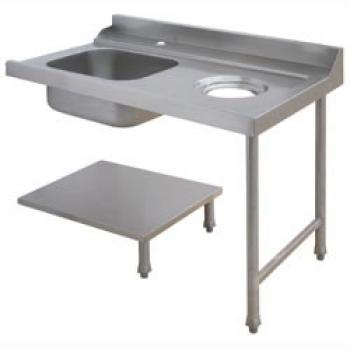 DLVS-S12 (25) Einlauftisch "links" mit Becken, Abfallschach 1200x715xh850