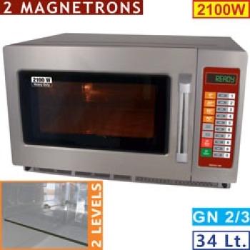 DW3421-DE (25) Mikrowelle aus Edelstahl, (GN 2/3),2100 W. (34 Lt), Digital