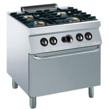 G17/4BFE8-N (25) Gasherd 4 Brenner 5,5 kW, Elektrobackofen GN 2/1
