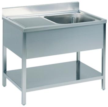 GLA0002 (24) M Spültisch mit 1 Becken rechts, Abtropffläche links, Grundboden, 100x60