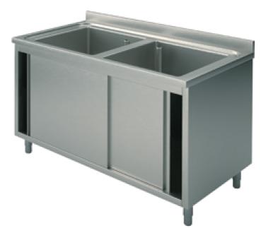GLA0021 (24) M Spülschrank mit 2 Becken und Schiebetüren, 120x60