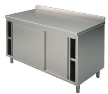 HCA0052 (24) M Edelstahl-Arbeitsschrank mit Schiebetüren mit Aufkantung, 1000X600X850mm