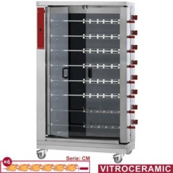 RVE/8C-CM (23) Elektro Hähnchengrill Glaskeramik, 8 Spieße auf Rädern (48 Hähnchen)