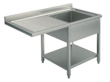 SLG1LS1257 (24) M Edelstahl-Spülcenter 1 Becken rechts, Abtropffläche links und Aussparung, 120x70