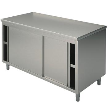 STN6020 (24) M Edelstahl-Arbeitsschrank mit Schiebetüren ohne Aufkantung, 2000X600X850mm
