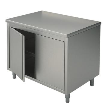 STN608 (24) M Edelstahl-Arbeitsschrank mit Flügeltüren ohne Aufkantung, 800X600X850mm