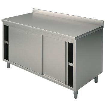 STNA6020 (24) M Edelstahl-Arbeitsschrank mit Schiebetüren mit Aufkantung, 2000X600X850mm