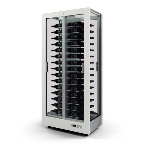 GVV-1/TR-R2_DE53-BI (25) Weinkühlvitrine, weiß, 120 Weinflaschen.