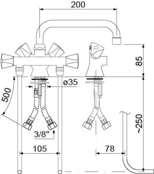 540272 VE.120.060.0N5.V2 (23) GV Thekenarmatur Einloch-Mischbatterie für Hochdruck