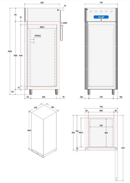 AD1N/H-R2 (25) Kühlschrank Umluft, 700 Liter, 1 Tür, 750x820xh2025