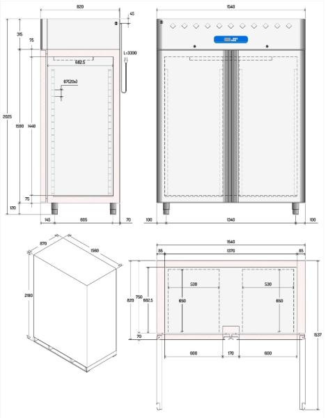 AD2B/H2-R2 (25) Umluft-Tiefkühlschrank 1400 Liter, 2 Türen GN 2/1