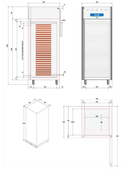 AP1N/F64-R2 (25) Euronorm Bäckerei Kühlschrank 700 Liter Umluft, 1 Tür, 20x EN 600x400