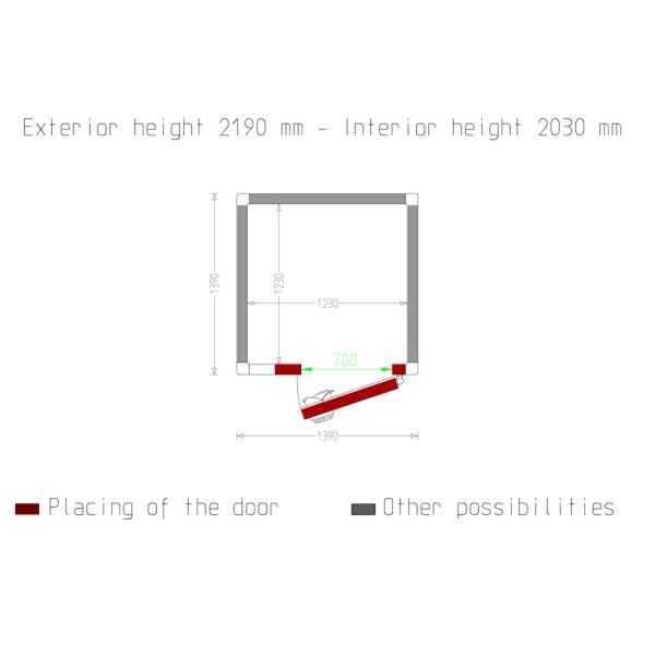 C35A/BF (25) Kühlzelle ISO 80, Innendim. 1230 x 1230 xh 2030 mm (3,07 m³)