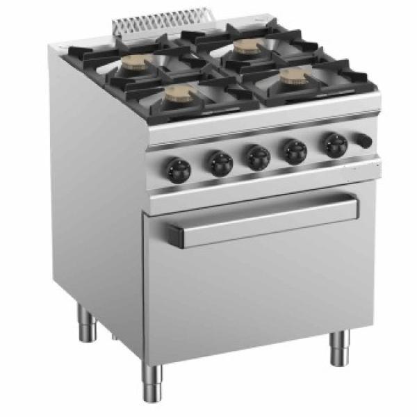 WR-M4BF-M1 C4GFEV7-BF (25) Gasherd 4 Brenner auf Elektrobackofen GN 1/1, 2x 3,5 kW + 2x 6 kW