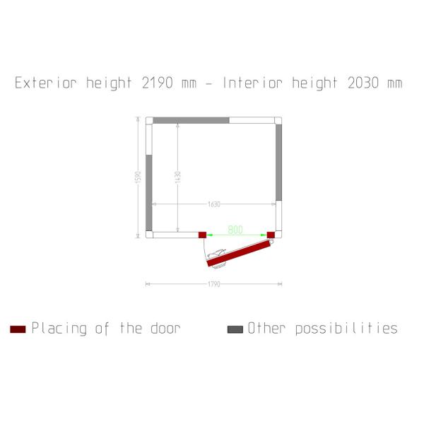 C50A/BF (25) Kühlzelle ISO 80, Innendim. 1630 x 1430 xh 2030 mm (4,73 m³)