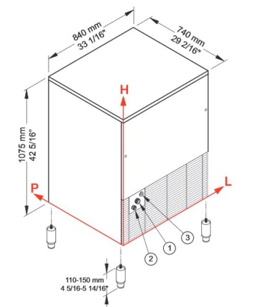 ICE130A-R2 (25) Eiswürfelbereiter gefüllte Eiswürfel 125Kg/24Std mit Reservebehälter  65 kg