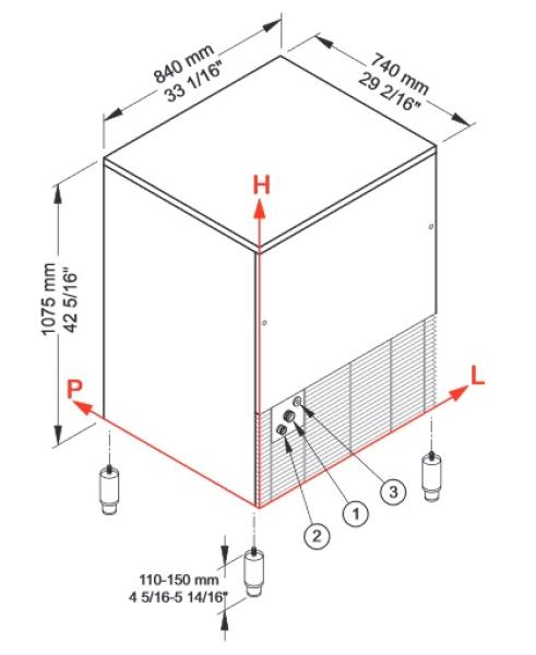 ICE155A-R2 (24) Eiswürfelbereiter gefüllte Eiswürfel 155Kg/24Std mit Reservebehälter 65 kg