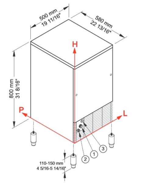 ICE50A-R2 (25) Eiswürfelbereiter gefüllte Eiswürfel 45KG/24Std mit Reservebehälter 25 kg