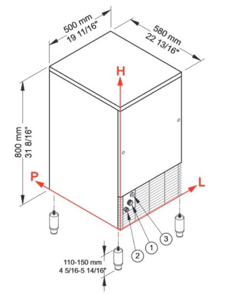 ICE50A-R2 (23) Eiswürfelbereiter gefüllte Eiswürfel 45KG/24Std mit Reservebehälter 25 kg