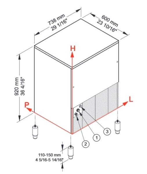 ICE70A-R2 (25) Eiswürfelbereiter gefüllte Eiswürfel 65KG/24Std mit Reservebehälter 40 kg