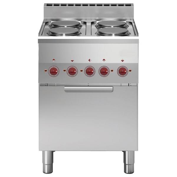 E60/4PFV6-N (25) Elektroherd 4 Kochplatten und Konvektionsbackofen GN 2/3