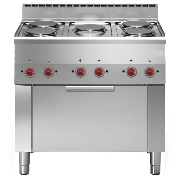 E60/5PFV9-N (25) Elektroherd 5 Kochplatten und Konvektionsbackofen GN1/1