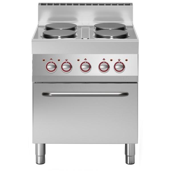 E65/4PFV7-N (25) Elektroherd 4 Kochplatten, Backofen GN1/1, 70x65x85