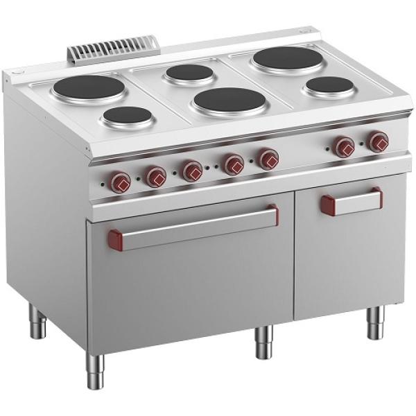 E7/6PFA11-N (25) Elektroherd 6 Platten mit Elektrobackofen GN 2/1 und Elektrogrill, neutral Unterbau GN 1/1, 110x70x85