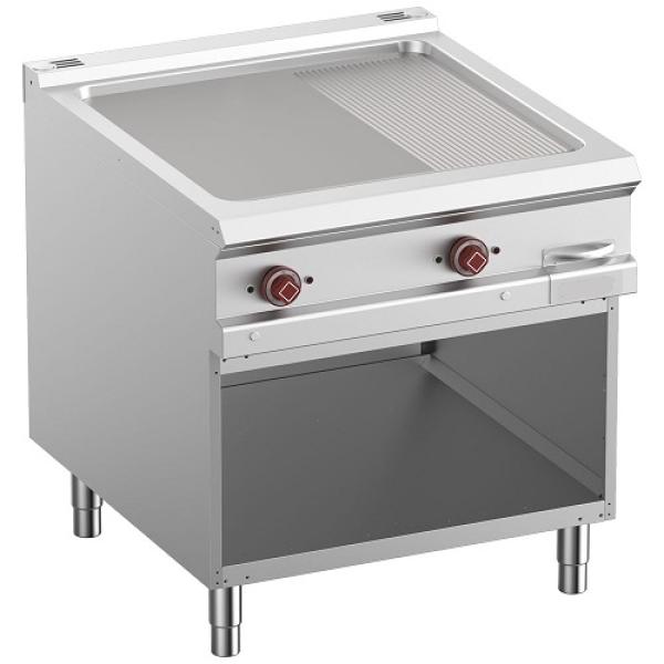 E9/PMA8-N (25) Elektro-Grillplatte 2/3 glatt & 1/3 gerillt, Mod 1/1, offener Unterbau