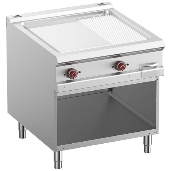 E9/PMCA8-N (25) Elektro-Grillplatte 2/3 glatt & 1/3 gerillt, Modul 1/1, offener Unterbau