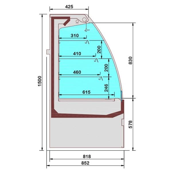 FRM15-G5 (25) Rimini Wandkühlregal, Selbstbedienung, offen - SCHWARZ, 852mm