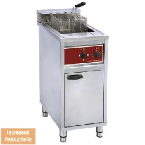 FSM-16E/N (25) Elektro Fritteuse 16KW,"hohe Kapazität", 1 Becken 14 Liter mit Unterschrank