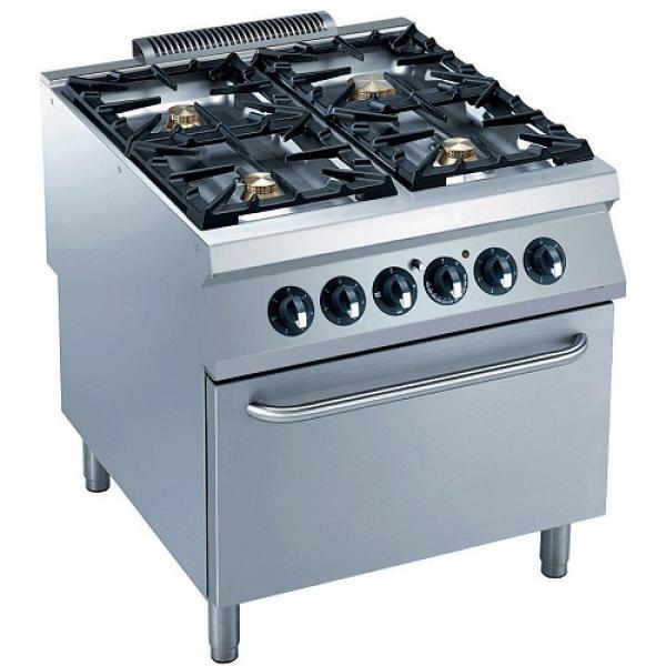 G22/4BFE8-N (25) Gasherd 4 Brenner auf Elektro Backofen GN 2/1