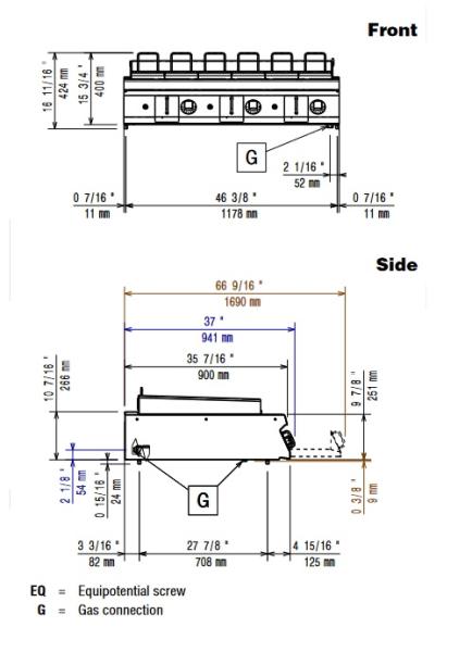G22/GPLP3-HP (25) Gas Grill HP 1200mm - TOP